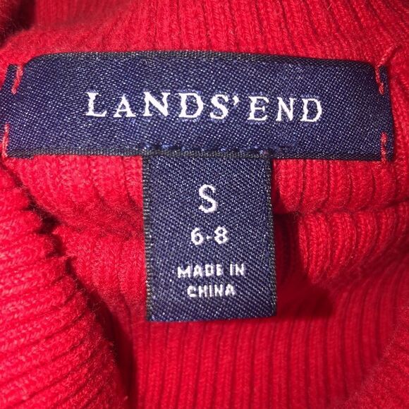 Lands’ End Cotton Blend Turtle🐢neck Elastane for Stretch. Deep Red Small is 6-8 - Picture 10 of 17